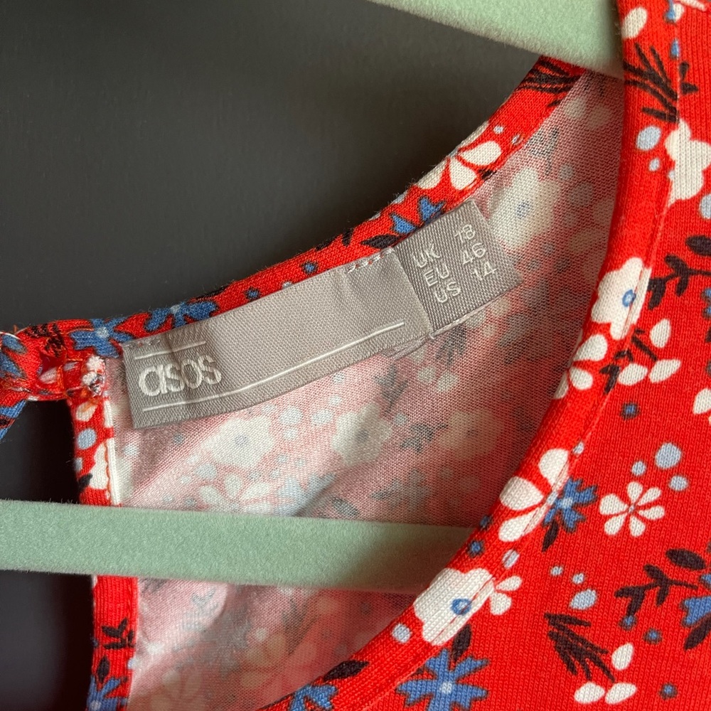 Asos Red Tea Dress With Blue And White Flowers View 5